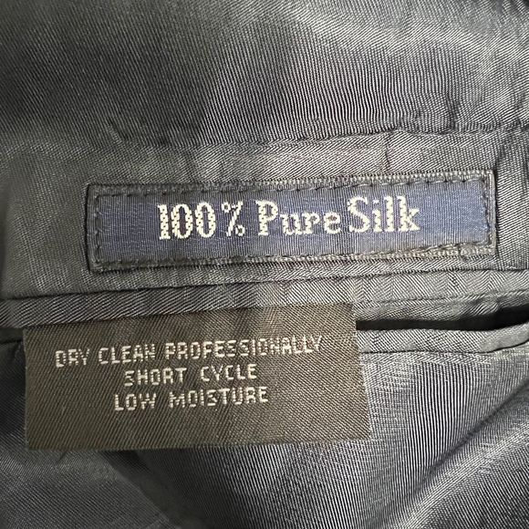 VTG BURBERRYS SPORTS SILK PLAID Navy Blue Blazer Sport Coat Jacket 38/40R - Picture 6 of 8